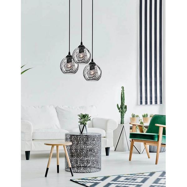 Industrialna lampa wisząca Colina LE41972 szklana dymiona czarna