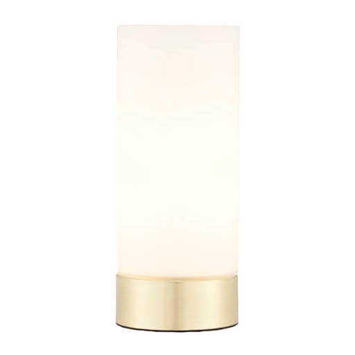 Stołowa lampa tuba Dara 69520 USB ściemnialna mosiądz biały