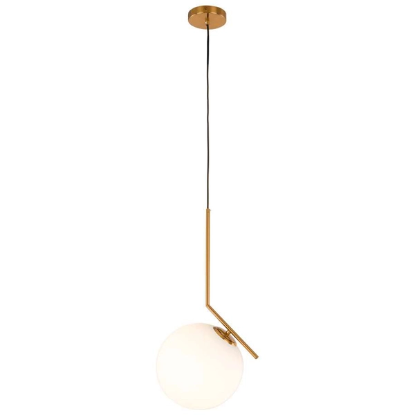 LAMPA wisząca CONDI MDM-7475/1-M-G MDECO szklana OPRAWA modernistyczny zwis kula ball mosiądz biała
