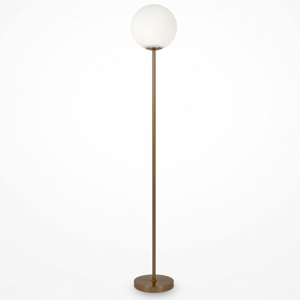 Lampa stojąca Ring MOD013FL-01BS Maytoni do salonu kula mosiądz biała