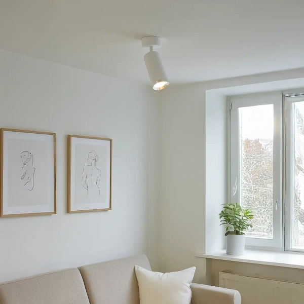 Pojedynczy sufitowy spot Mica Spot ML2095 cylindryczny tubka biały