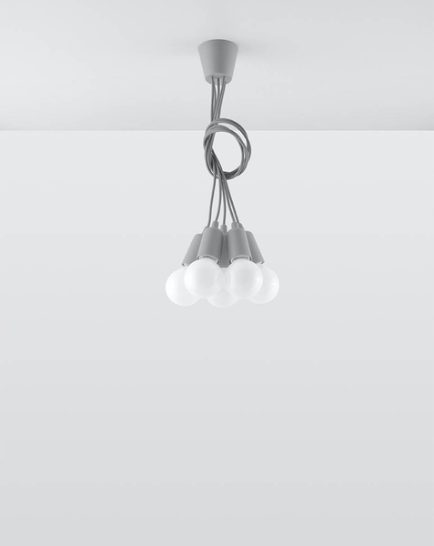 LAMPA wisząca SL.0577 pająk OPRAWKA industrialny ZWIS szary