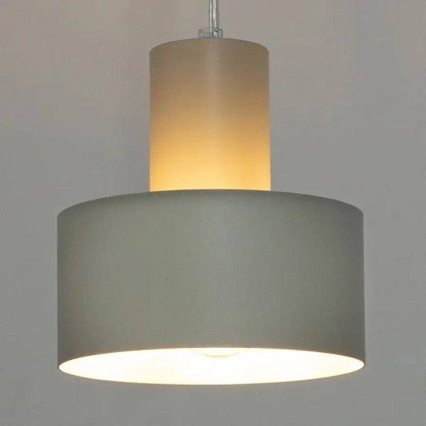 Metalowy żyrandol Rif S 41183 do salonu okrągły szary beżowy