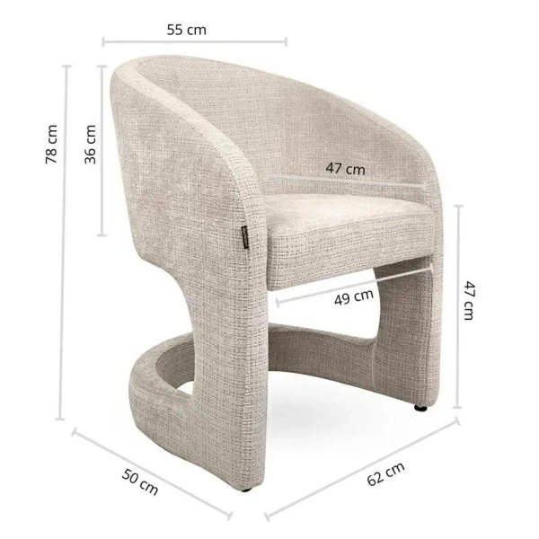 Krzesło do jadalni SHELLY MM001501100356 beżowe taupe tkanina 45cm