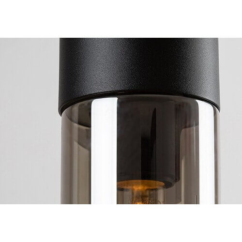 Wisząca lampa loft RONNO 72051 tubka szklana przydymiona czarna