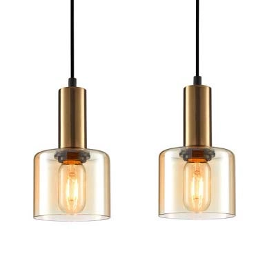 Sypialniana lampa wisząca Santia PND-65342-3-BRO+AMB nad łóżko miedziana bursztynowa