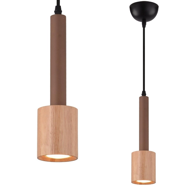 Lampa wisząca TANTAL 31-58775 metalowa okrągły zwis tuba drewniana