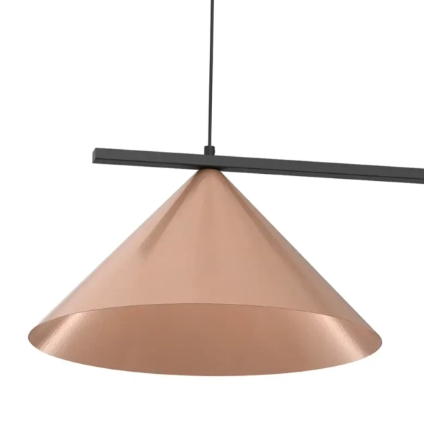 Wisząca lampa do jadalni CAPITAL MLP0944 stożki na belce miedziany