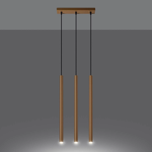 Potrójna lampa wisząca Pastelo SL.1171 sople metalowa złota czarna