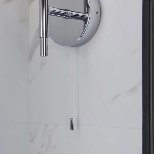 Kinkiet z włącznikiem L&-197171 Light& szklana tuba IP44 chrom