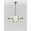 Lniana lampa wisząca RABRE LE-52014 beżowa czarna 1xE27 tkaninowa