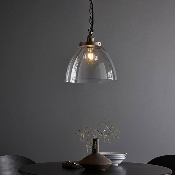 Szklana lampa wisząca Hansen Grand 106896 na łańcuchu srebrna przezroczysta