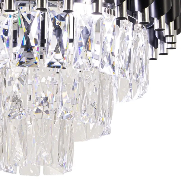 Kryształowa sufitowa lampa Toledo 6260/4B 8C BL do salonu czarny chrom