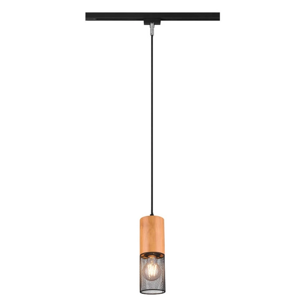Lampa wisząca do szyny 2-fazowej Duoline 73430132 czarny drewniany