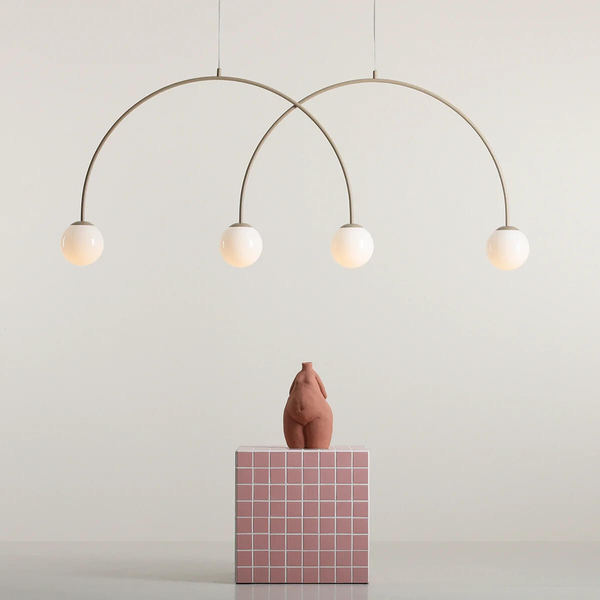 Szklana lampa wisząca Una 1116L17_L kulista łuk wielopunktowa metal beżowa
