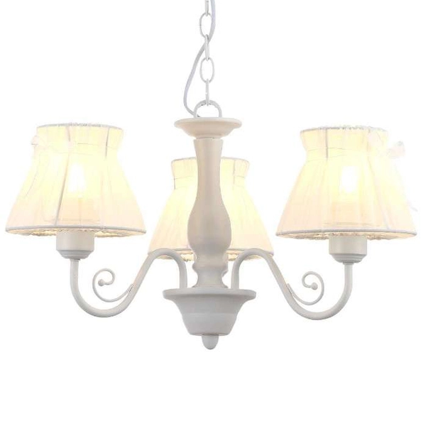 Żyrandol klasyczny 33-73792 abażurowa zwis na łańcuchu angielski biały