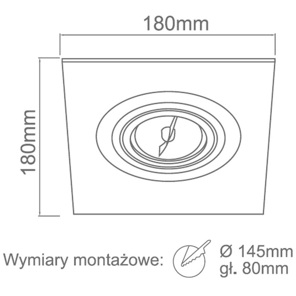 Oczka LAMPA sufitowa Faro I Nero Orlicki Design metalowa OPRAWA podtynkowa wpust kwadratowy czarny