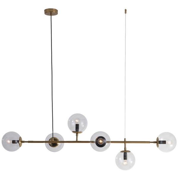 Modernistyczna lampa wisząca ALISA LP-005/6P WH Light Prestige metalowa oprawa szklane kule zwis złoty biały