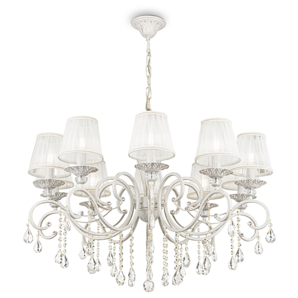 Pałacowa lampa wisząca Grace ARM247-10-G crystal biała