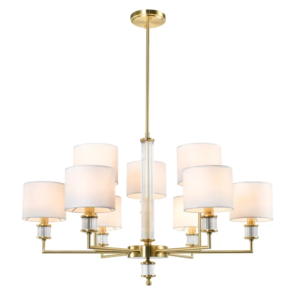 Wielopunktowa lampa sufitowa SUTTON P09685BR-WH z abażurkami mosiądz biały