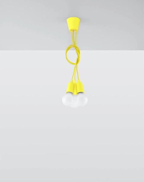 Industrialna LAMPA wisząca SL.0579 OPRAWKA pająk ZWIS przewody kable żółta