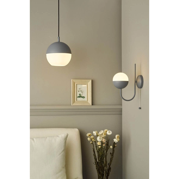 Kulisty kinkiet ścienny Andre AND0739 szklany szary biały