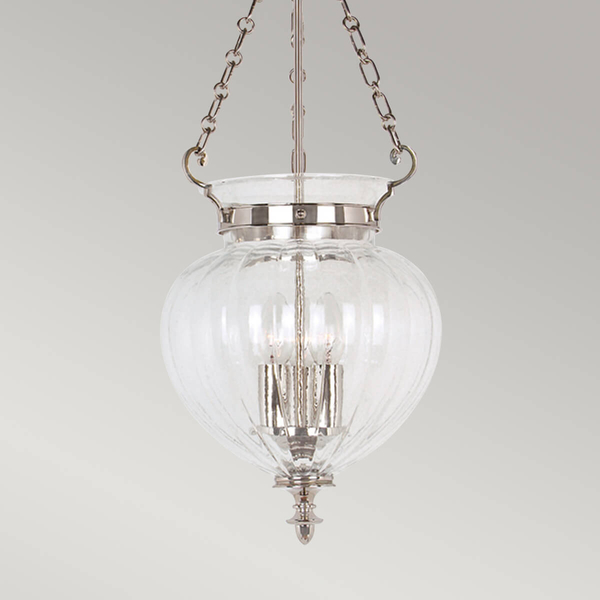 Wisząca lampa łańcuchowa Finsbury Park FP-P-M-POL-NCKL Elstead szklana nikiel