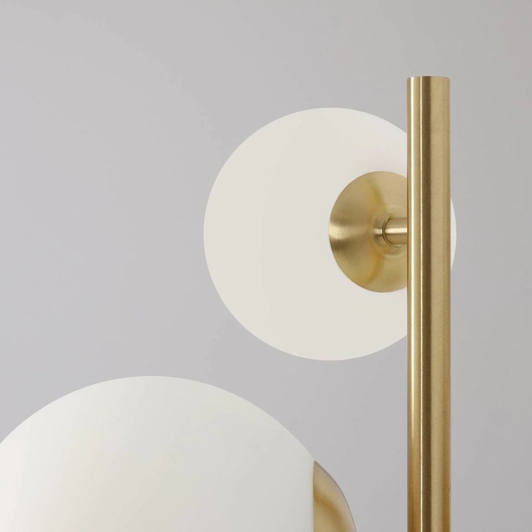 Modernistyczny kinkiet DIONE 1092Y40 Aldex szklane kule do sypialni mosiądz