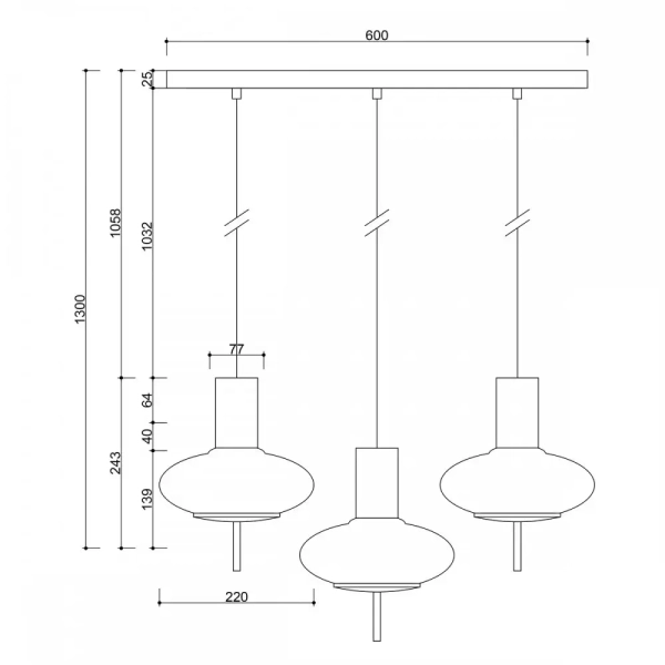 Potrójna lampa wisząca nad wyspę Torni TOL322P0 kule biały czarny