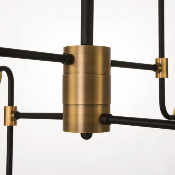Industrialna lampa sufitowa Boston molekuły czarna mosiądz