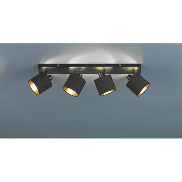Sufitowa lampa abażurowa IKERIS DL079-80334 regulowana czarny złoty