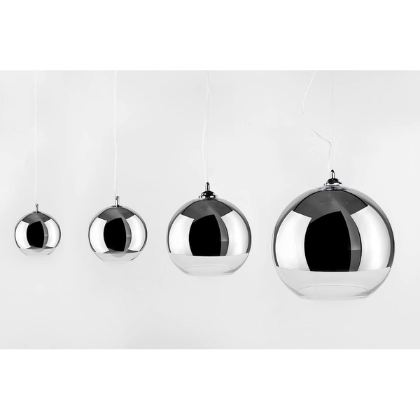 Kulista lampa wisząca Silver Ball do przedpokoju chrom
