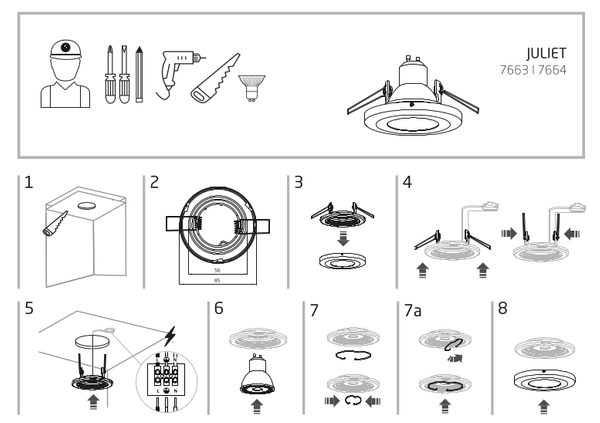 Wpuszczana lampa okrągła Juliet 7664 chromowane oczko do zabudowy