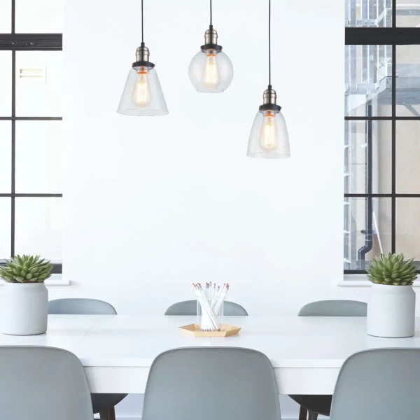 Skandynawska LAMPA wisząca K-8036B-1 Kaja loftowa OPRAWA szklany ZWIS czarny przezroczysty