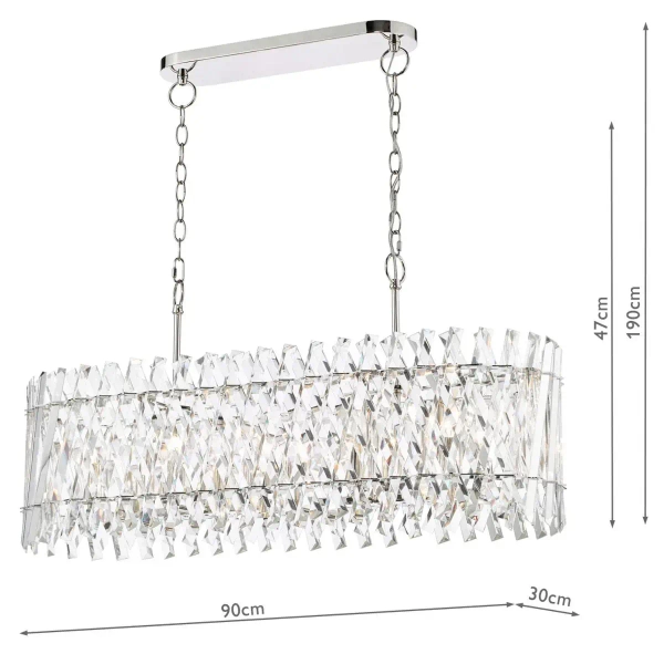 Pałacowy żyrandol Entwine ENT2338 do jadalni kryształowy nikiel