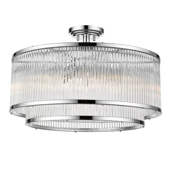 Okrągła lampa sufitowa Sergio okrągły plafon szklany chrom