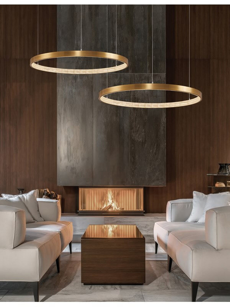 Okrągła lampa wisząca Moron do sypialni LED 50W 3000K złota