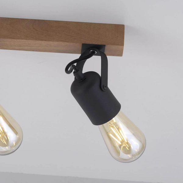 2-punktowa lampa sufitowa Canop kierunkowa czarna drewno