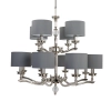 Abażurowy żyrandol klasyczny Tivoli TIV-ZW-8+4 (N) abażury szare nikiel