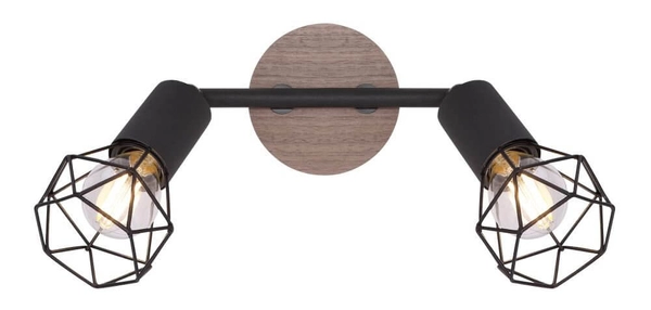 Sufitowa lampa reflektorowa Xara 54802S-2H czarna drewno