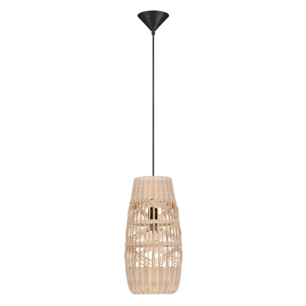 Bambusowa lampa wisząca GELVIRA LE45378 boho ażurowa drewniana czarna