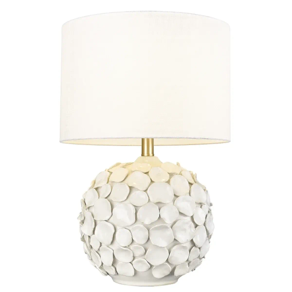Ceramiczna lampa stołowa Kotor T01030BR-WH biała mosiądz