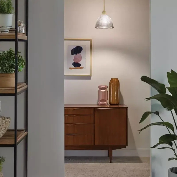 Szklana wisząca lampa Hampstead przydymiona mosiądz pryzmatyczna 1xE27 ELS-HAMPSTEAD-P-PNBR