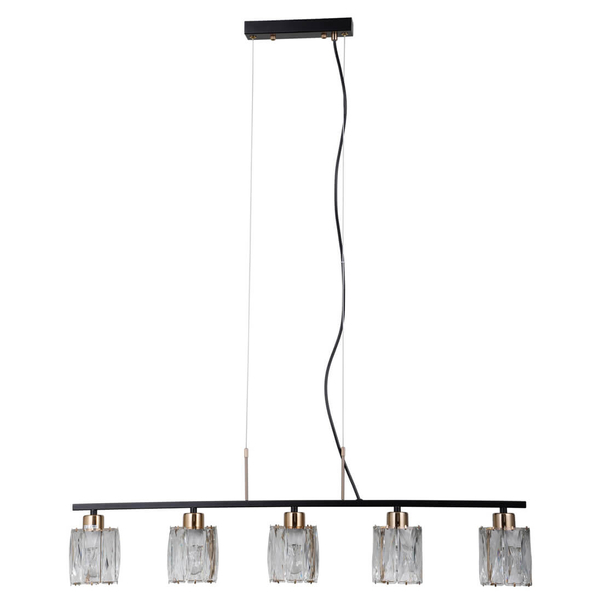 Szklana lampa wisząca tuby Simona PND-40814-5-BK-HBR czarny przezroczysty