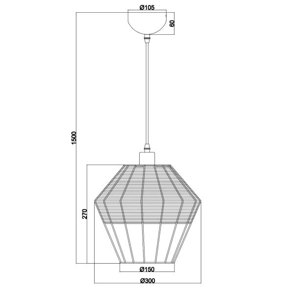 Zwisająca lampa Borka R31261936 RL Light koszyk druciak drewniana czarna