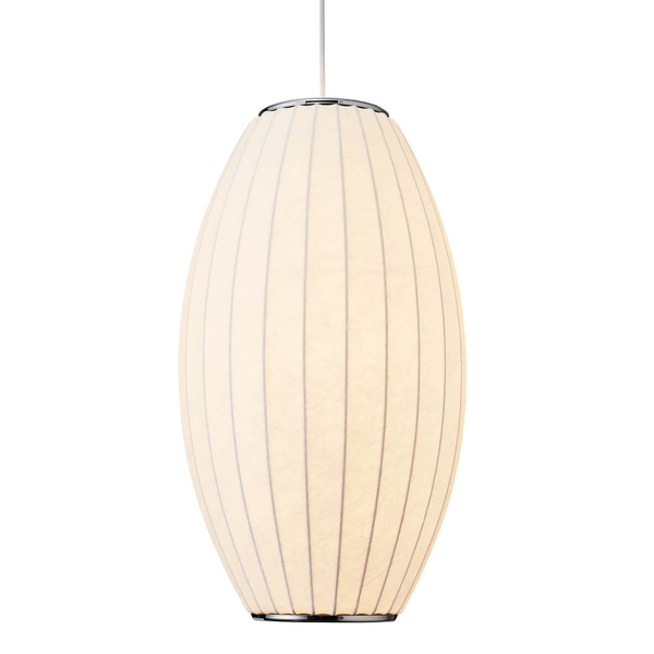 Owalna lampa wisząca SILK ST-2335-20 lampion jedwabna biała