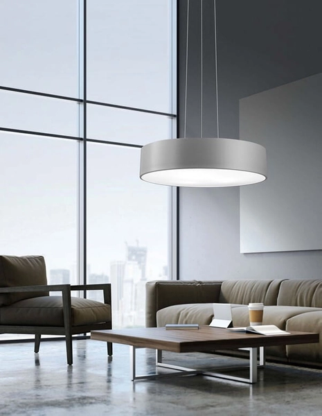 Nowoczesna lampa wisząca Aldea do sypialni LED 46W szara