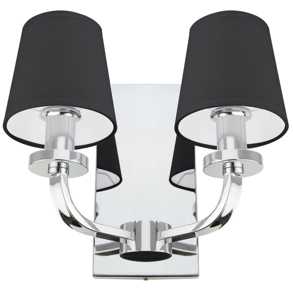 Podwójny kinkiet New York w02503ch-bk Cosmolight metal tkanina srebrny czarny