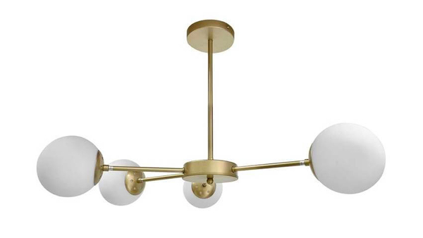 Modernistyczna lampa sufitowa Mati szklane kule mosiądz białe