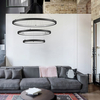 LAMPA wisząca IRUN LE41410 Luces Exclusivas okrąga OPRAWA metalowy ZWIS LED 108W 3000K pierścienie rings czarne